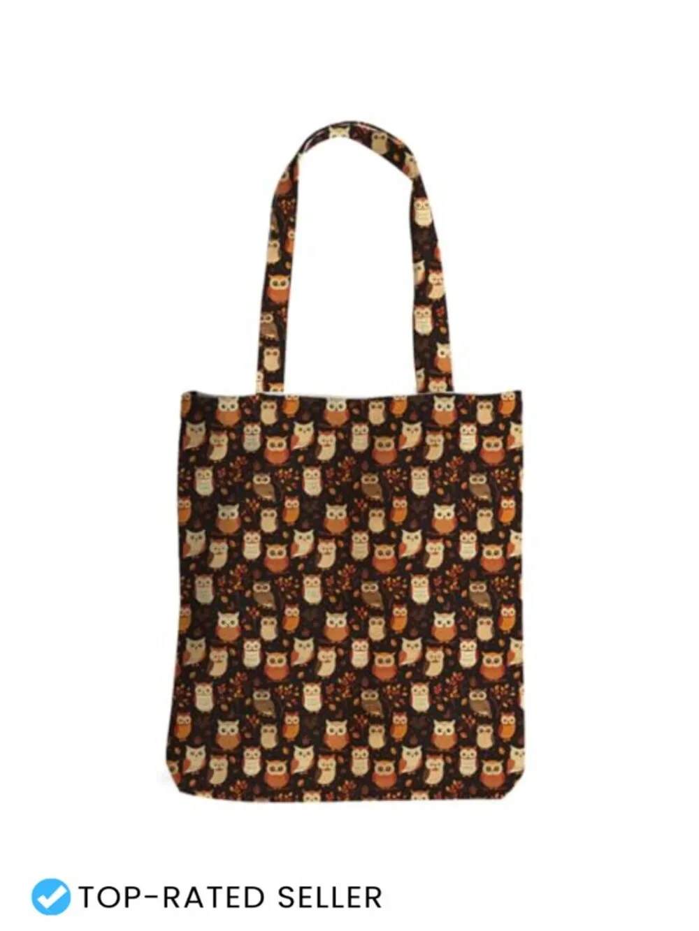 Autumn Owl Canvas Tote Bag Reusable Grocery Beach Bag Fall Thanksgiving